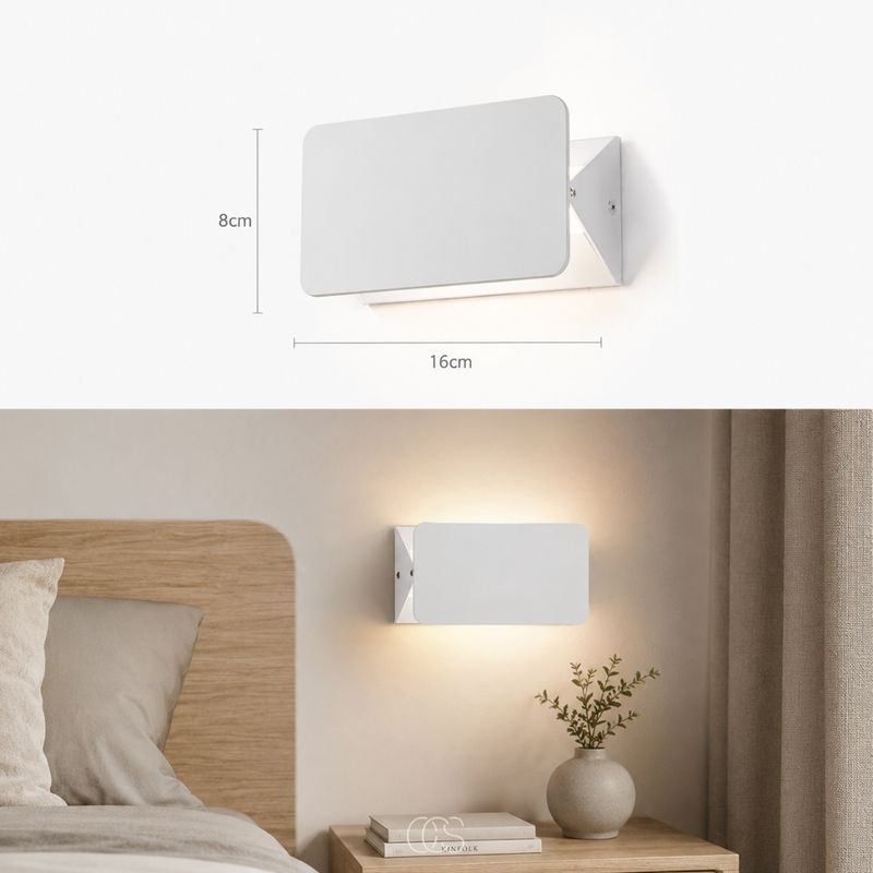 OCS - chia Moderne LED Wandlamp Wit - Draaibare Lichtklep 270° - Minimalistisch Design