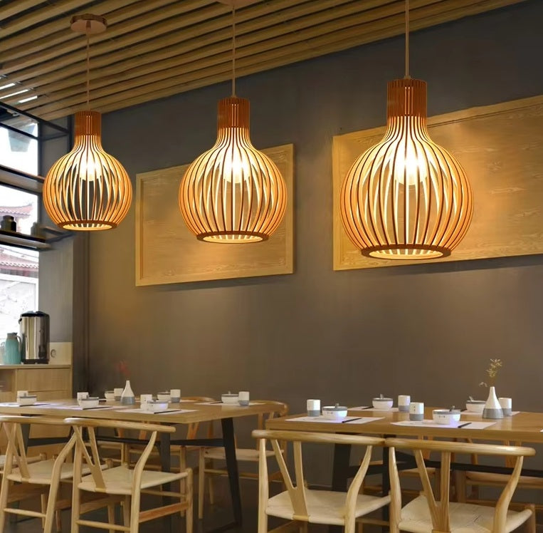 Orvella Hanglamp – Organisch Houtdesign met Open Structuur