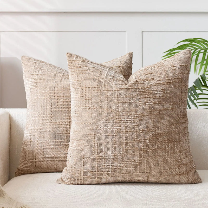 Chenille Kussenhoes met Bamboe Structuur voor Luxe en Warm Interieur