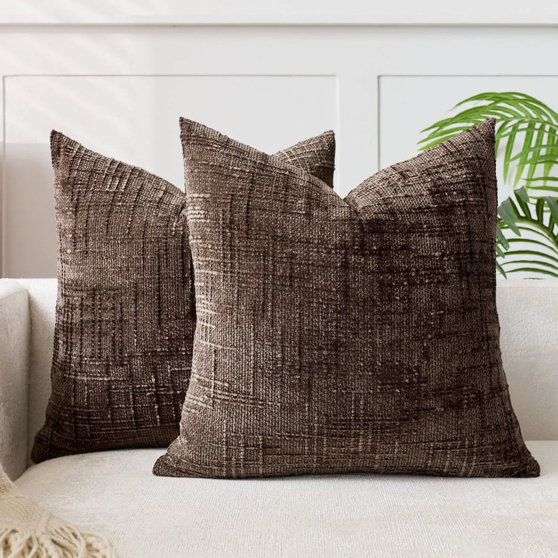 Chenille Kussenhoes met Bamboe Structuur voor Luxe en Warm Interieur