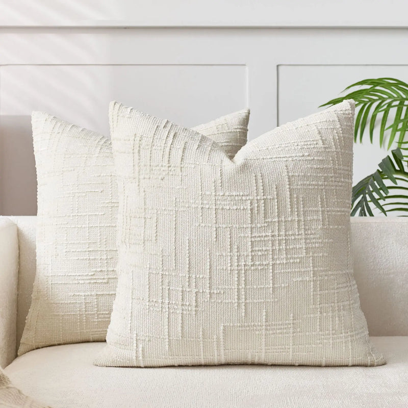 Chenille Kussenhoes met Bamboe Structuur voor Luxe en Warm Interieur