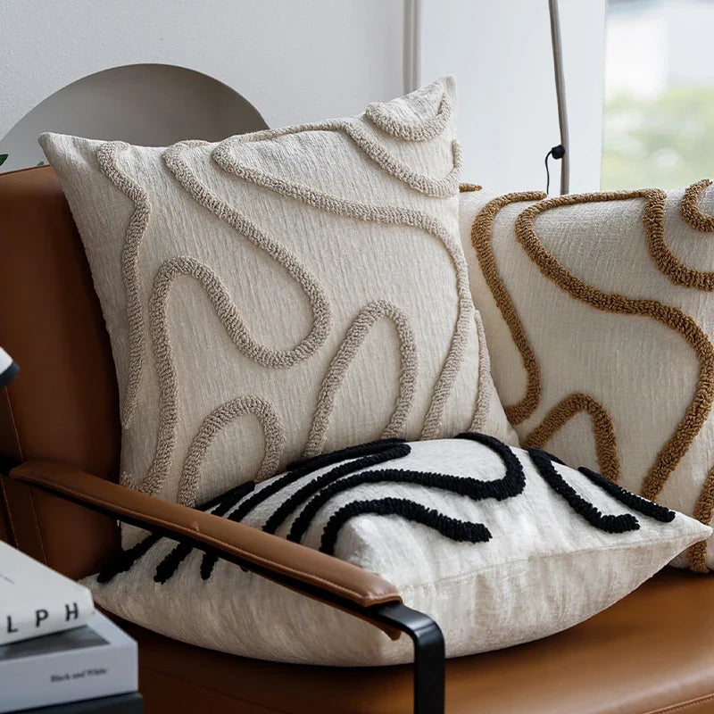 Marvion Sierkussen – Chenille Design met Geometrische Lijnen
