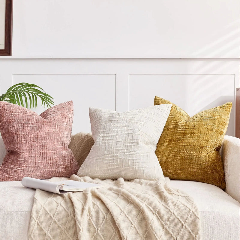 Chenille Kussenhoes met Bamboe Structuur voor Luxe en Warm Interieur