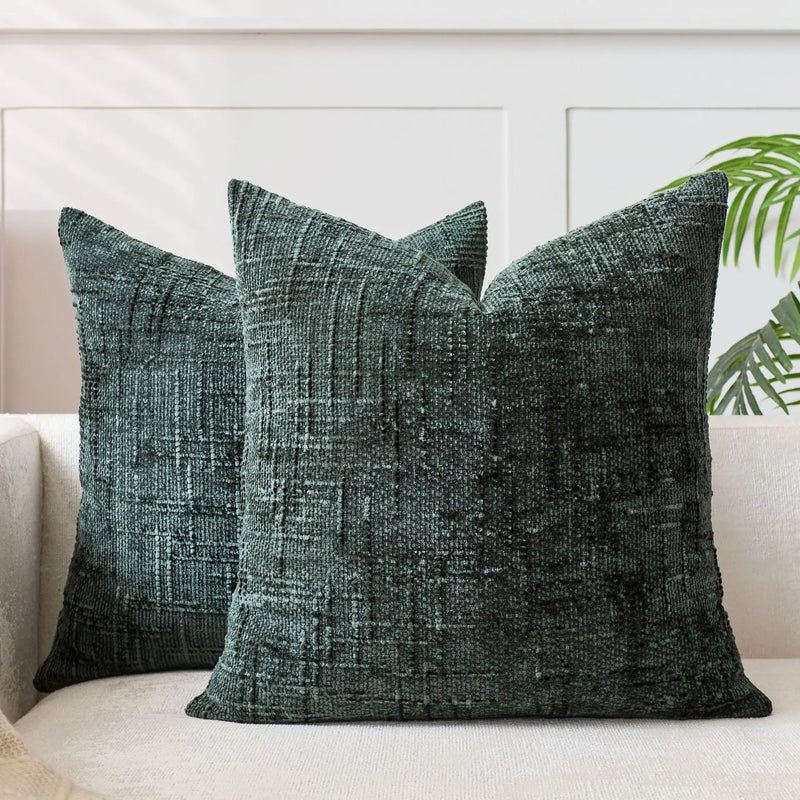 Chenille Kussenhoes met Bamboe Structuur voor Luxe en Warm Interieur