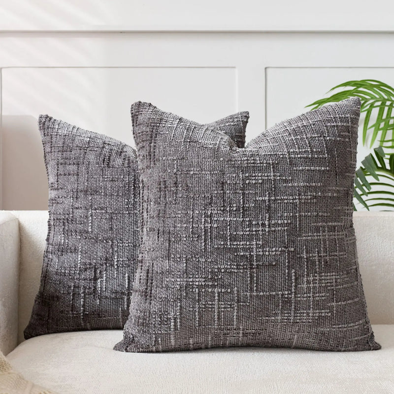 Chenille Kussenhoes met Bamboe Structuur voor Luxe en Warm Interieur
