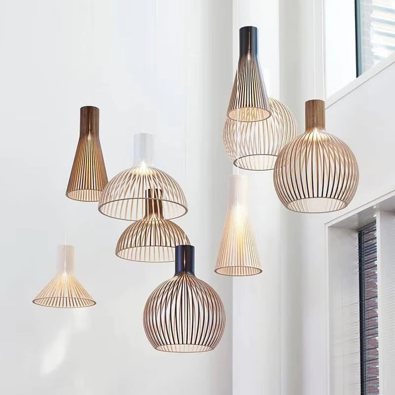Orvella Hanglamp – Organisch Houtdesign met Open Structuur