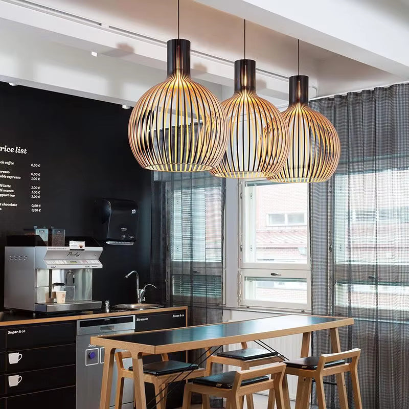 Orvella Hanglamp – Organisch Houtdesign met Open Structuur