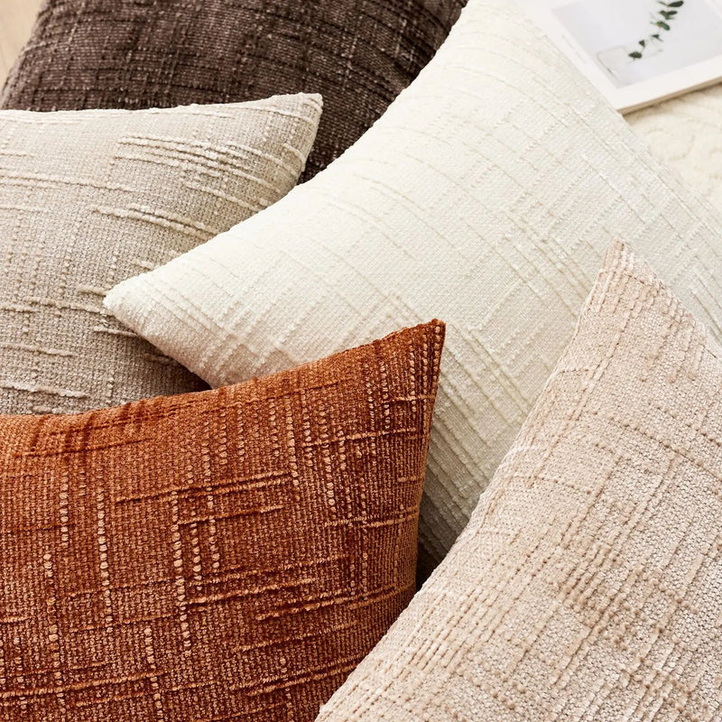 Chenille Kussenhoes met Bamboe Structuur voor Luxe en Warm Interieur