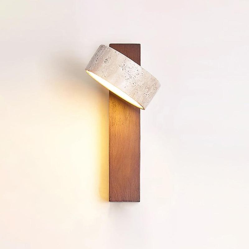 Arvynor Wandlamp – Travertijn en Hout met Geïntegreerde LED
