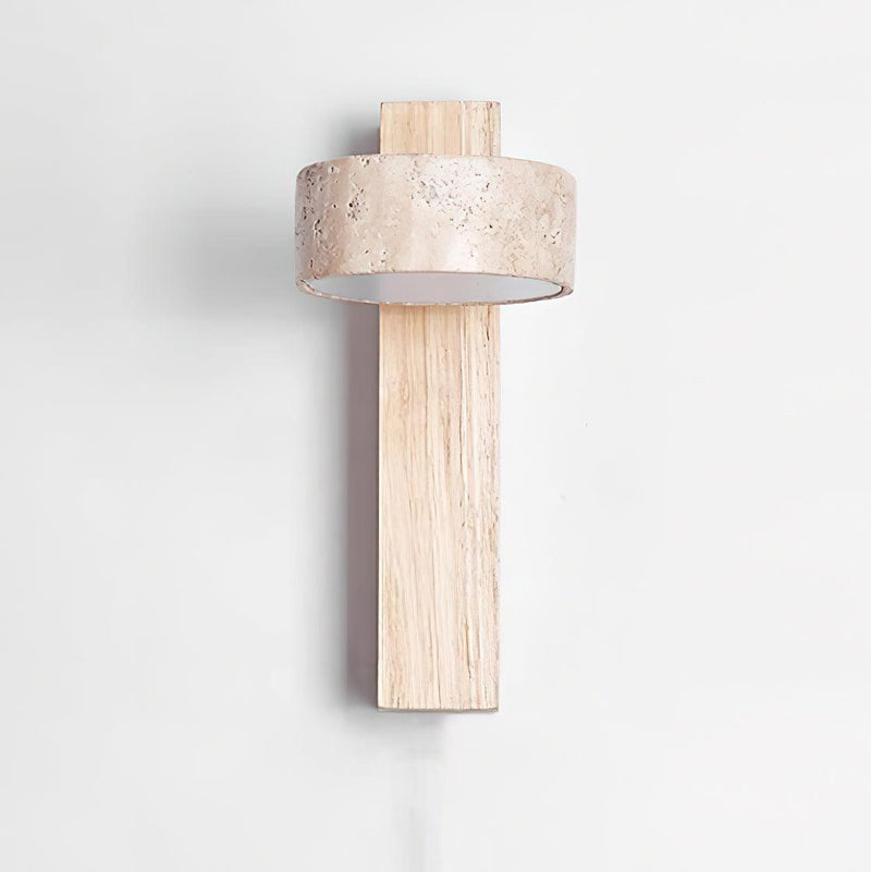 Arvynor Wandlamp – Travertijn en Hout met Geïntegreerde LED