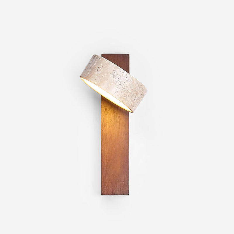 Arvynor Wandlamp – Travertijn en Hout met Geïntegreerde LED