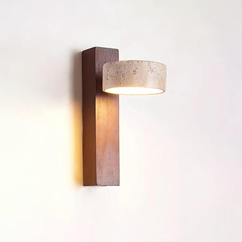 Arvynor Wandlamp – Travertijn en Hout met Geïntegreerde LED