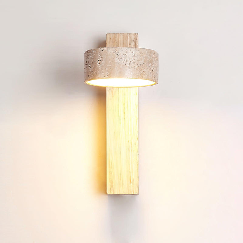 Arvynor Wandlamp – Travertijn en Hout met Geïntegreerde LED