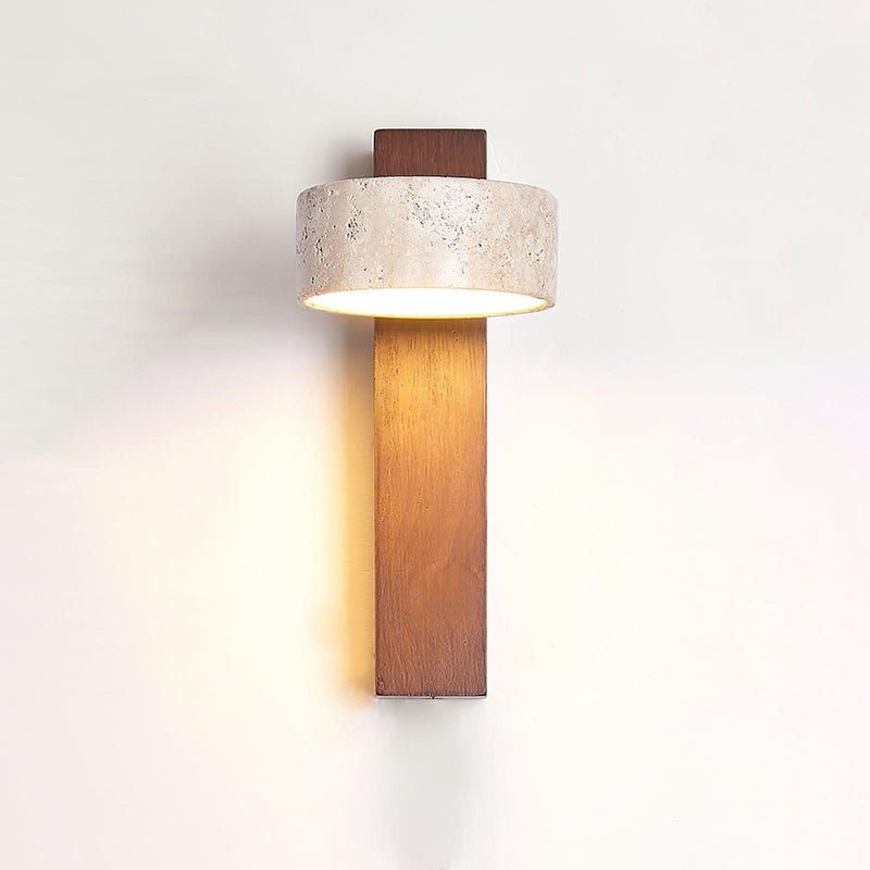 Arvynor Wandlamp – Travertijn en Hout met Geïntegreerde LED