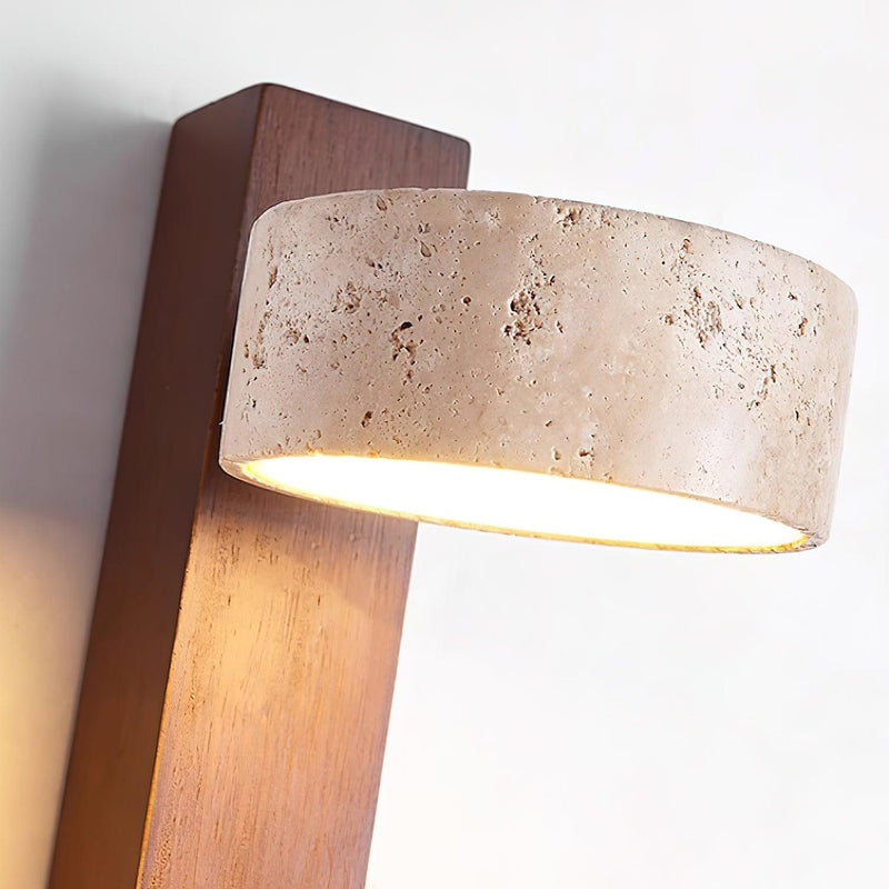 Arvynor Wandlamp – Travertijn en Hout met Geïntegreerde LED