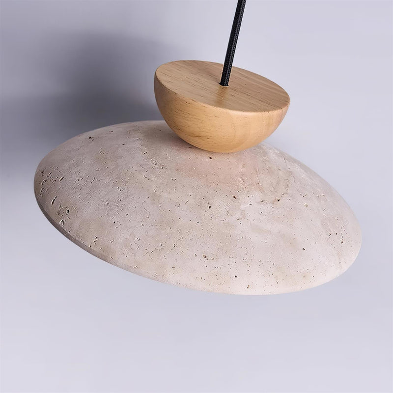 Virelora Hanglamp – Travertin en Hout met Glazen Detail