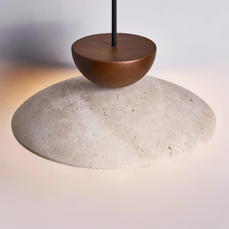 Virelora Hanglamp – Travertin en Hout met Glazen Detail
