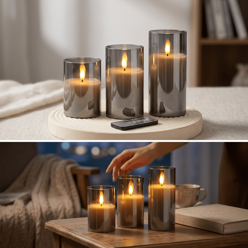 Lunavelle LED Kaarsen – Set van 3 met Realistisch Flikkerlicht en Timer