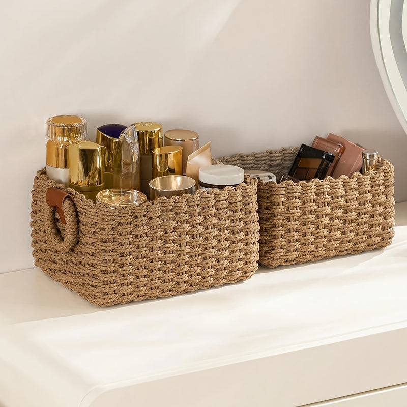 Brevana Boho-Stijl Opbergmanden – Set van 3 met Handvatten