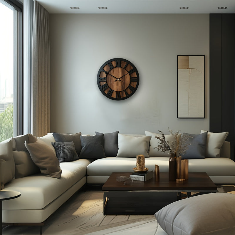 Norvella Houten Wandklok – Ronde Vorm met Tijdloos Design