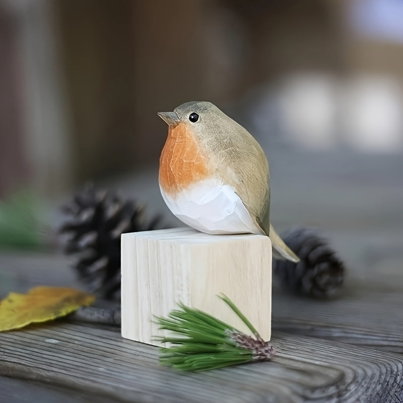Brinovar Vogelbeeldje – Houten Roodborst met Geometrisch Design