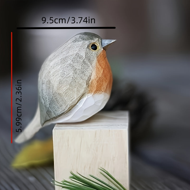 Brinovar Vogelbeeldje – Houten Roodborst met Geometrisch Design