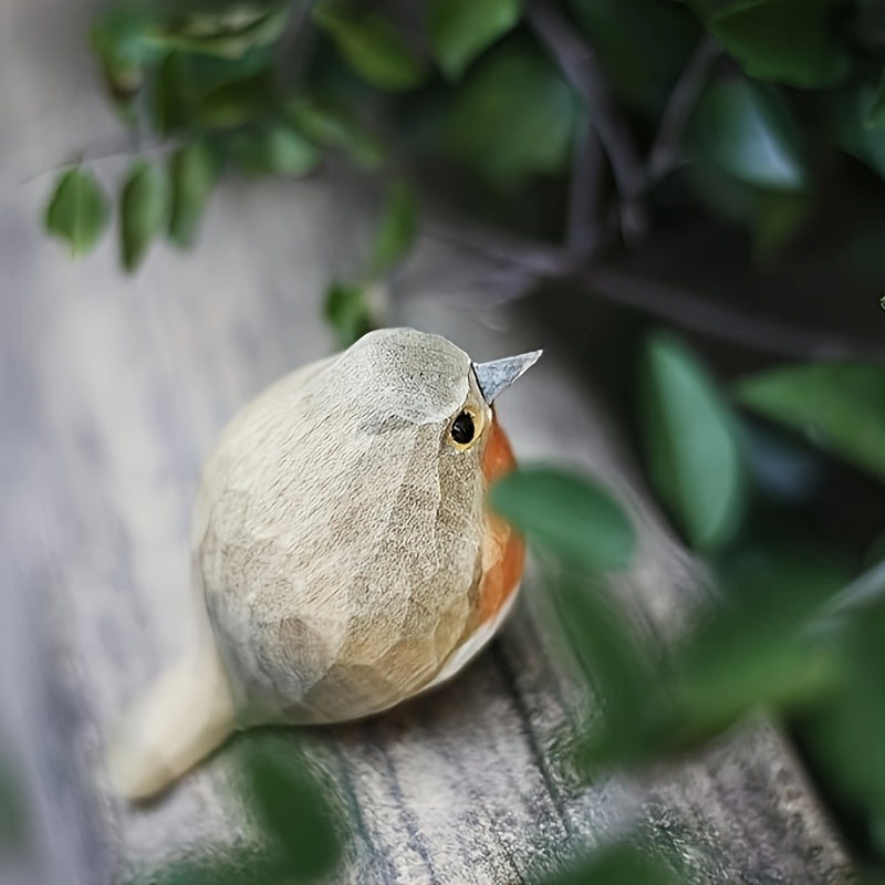 Brinovar Vogelbeeldje – Houten Roodborst met Geometrisch Design