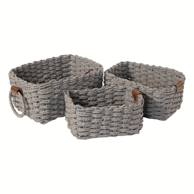 Brevana Boho-Stijl Opbergmanden – Set van 3 met Handvatten