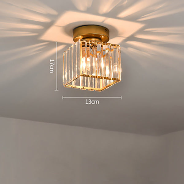 Aurelia Plafondlamp – Vierkant Messing Design met Kristalglas