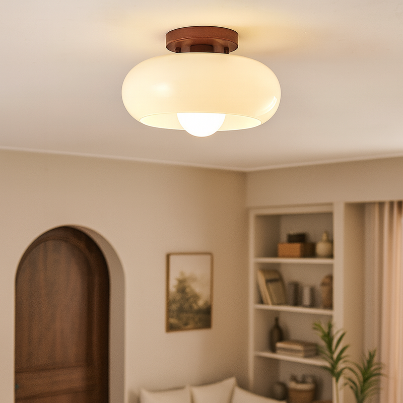 Avelune Plafondlamp – Bauhaus Design met Houten Accent